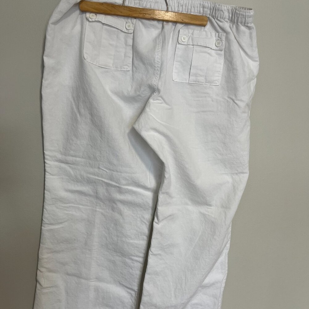 NY & Company White Linen Cotton Blend Drawstring Pants Size XL - Picture 5 of 8